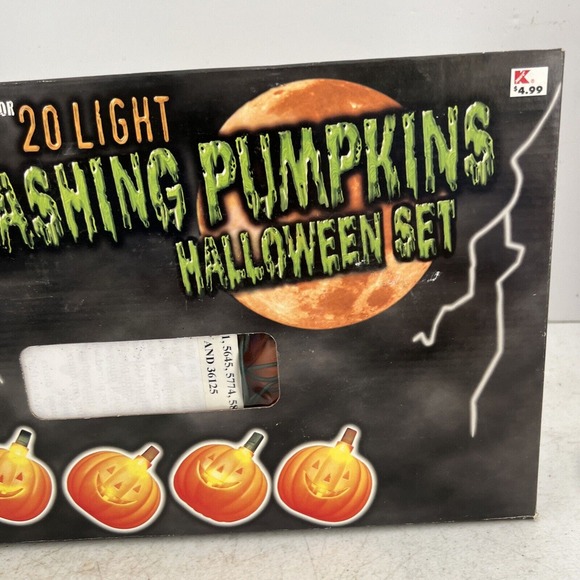 Vintage Pumpkin Hard Plastic 20 Pumpkins Flashing String Light Set - Picture 4 of 10